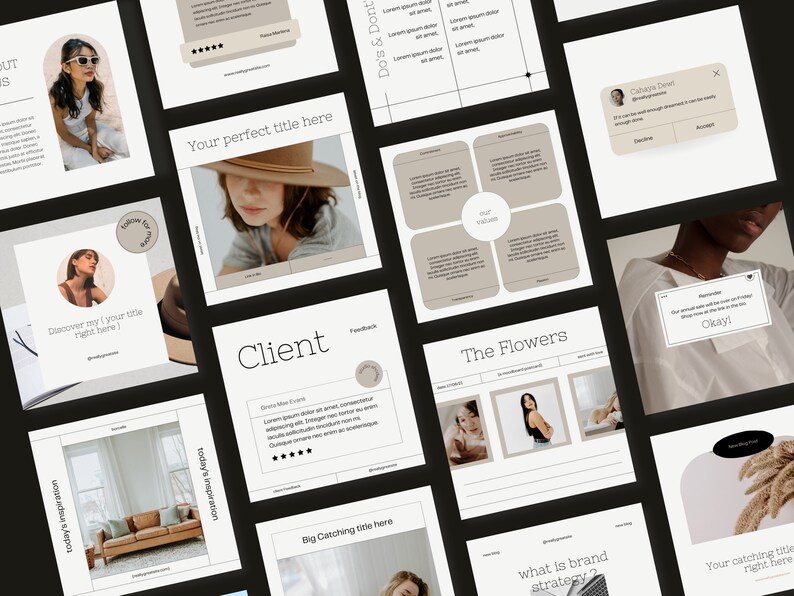 140 Instagram Aesthetic Template Canva Aesthetic Instagram Etsy