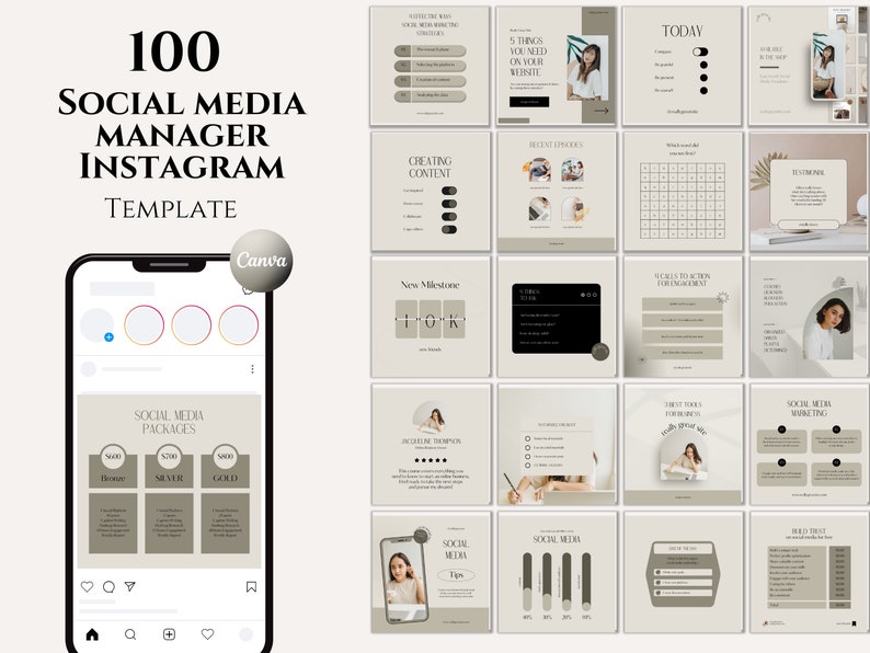 Social Media Manager Instagram Templates Marketing Templates Etsy