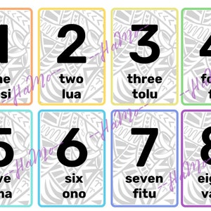 Samoan Flash Cards - Numbers - 1 to 20 - Samoan and English | Simple design but effective | Digital Download Only | Printable