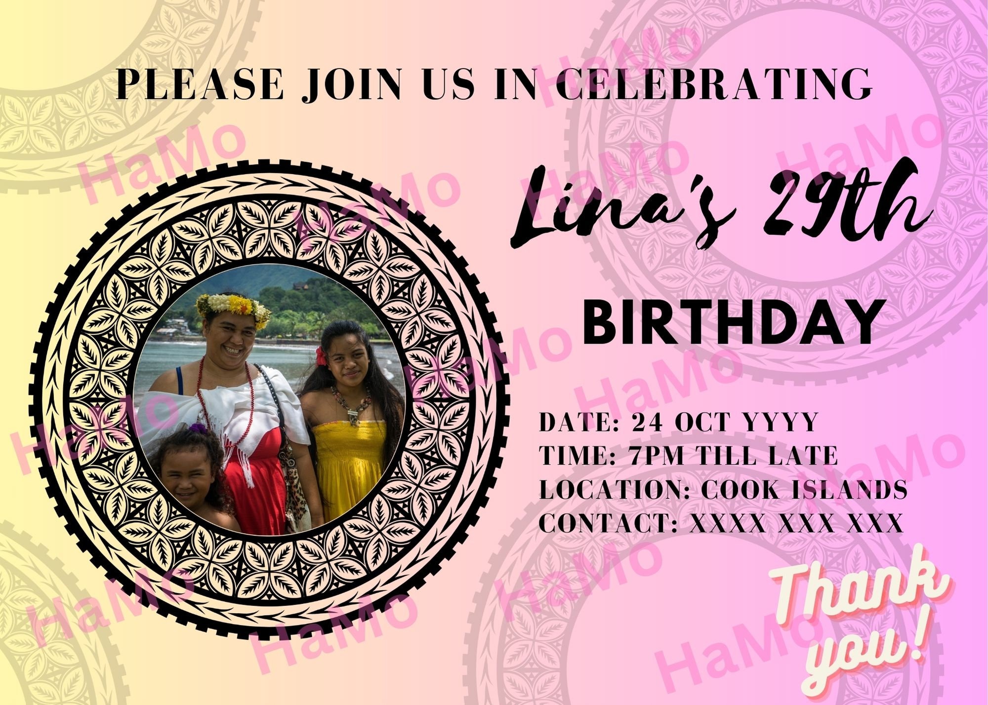 Pacific Island Birthday Card: Editable Photo Invitation (canva ...