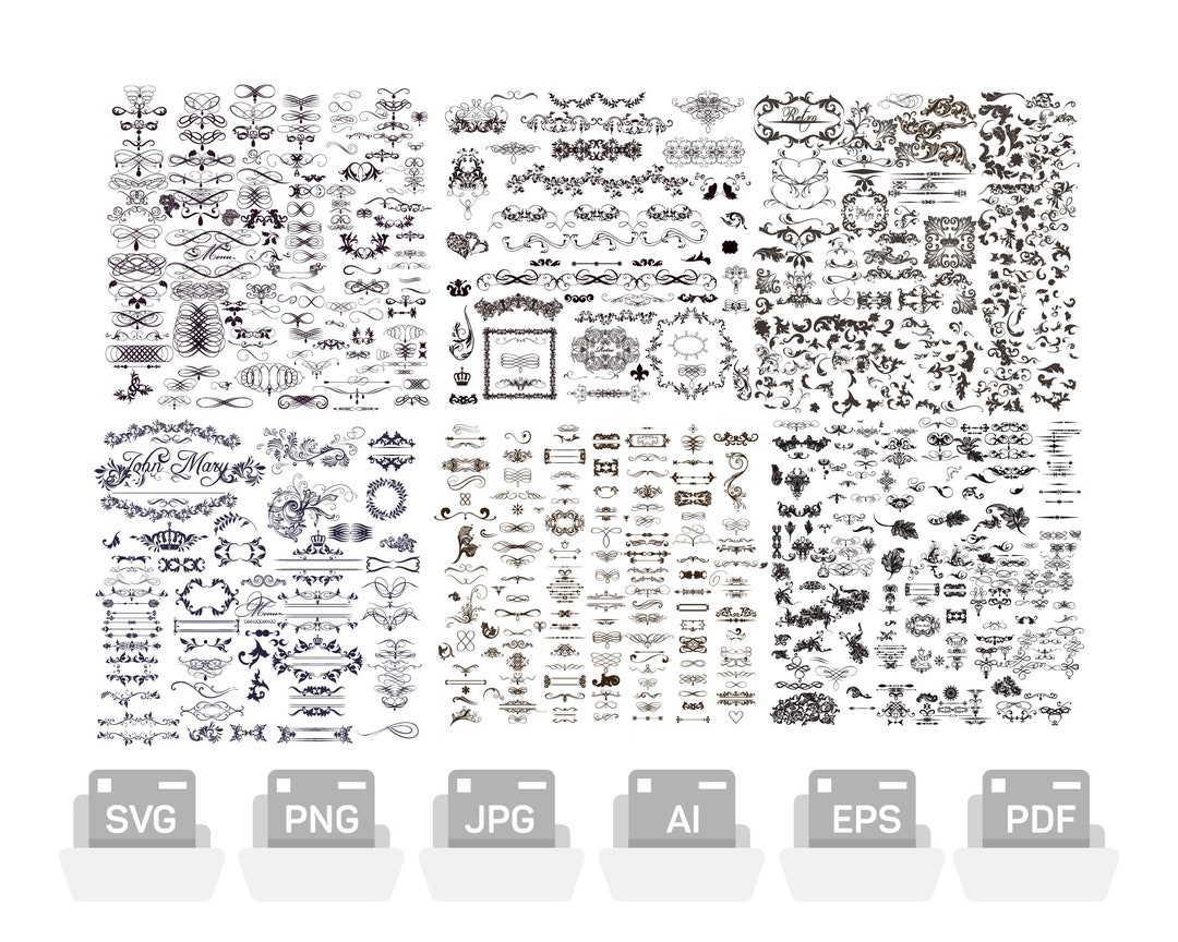 Decorative Lines SVG, Lines EPS, Banner Collection, Pattern, Line ...
