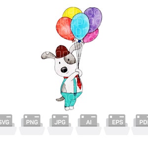 Cute Dog Svg, Cute Dog For Kids, Balloon Vector, Dog T-shirt Design, Cute Dog Drawing, Mug Design