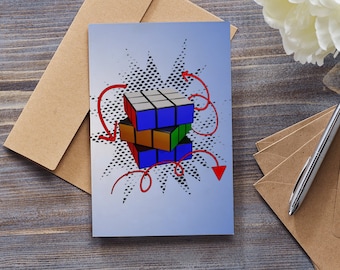 Spin - Rubik&#39;s Cube Puzzle Design - Tarjeta de felicitación impresa y de origen sostenible