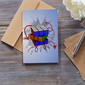Spin - Rubik&#39;s Cube Puzzle Design - Sustainably sourced and printed greeting card