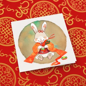 Coelho Feliz - Ano Novo Chinês - Ano do Coelho - Cartão de felicitações