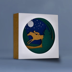 Shadow box kerstkaart voor paardenliefhebbers - renpaard! Kerstkaart voor paardenmensen- racepaard!  Digitaal product SVG; Ai; PNG + EPS