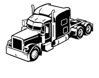 Camión semirremolque SVG: silueta de camionero estadounidense (SVG, PNG)