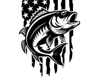 US Flagge Barsch Angeln SVG, Clipart zum trotzen (png, svg, dxf, eps)