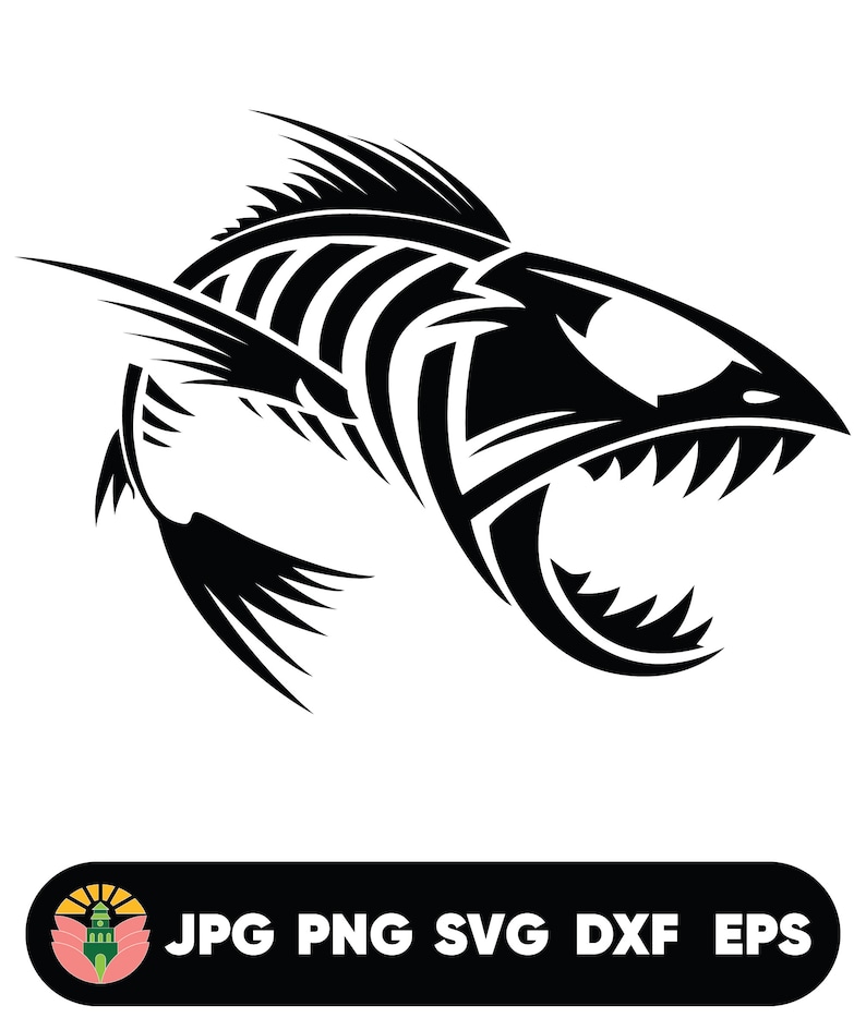 Skeleton Fish Svg, Piranha Svg, Fish Bone Svg. Vector Cut File for ...