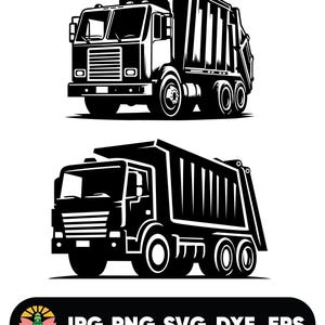 2 Garbage Truck Svg & PNG Files, Garbage Truck Svg, Waste Collector Svg, Trash Truck Svg, Waste Disposal Svg, Truck Collector Clipart
