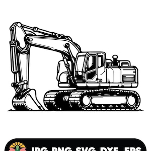 Excavator Svg, Excavator Clipart, Excavator Cricut, Excavator Cutfile, Construction Svg, Heavy Equipment Svg, Excavator Vector, Png, Svg,Dxf