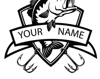 Bass Fishing Monogram Svg, Fishing Svg, Bass Name Fish Svg, Bass Clipart, Bass Vector, Bass Cricut, Bass Cut file, Fish Svg, Fish Hook Svg