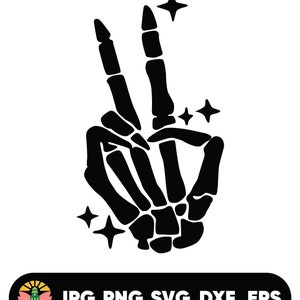 Skeleton Peace Sign SVG, Skeleton Peace Hand SVG, Skeleton Hand Instant Download , Svg, Jpg, Eps, Png, Dxf