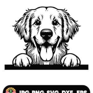 Golden Retriever Head Svg, Peeking Golden Retriever Clipart, Peeking Golden Retriever Svg Files For Cricut, Svg,Png,Dxf,Eps