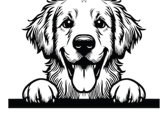 Peeking Golden Retriever Clipart, Dog Head (svg, png, dxf, eps)