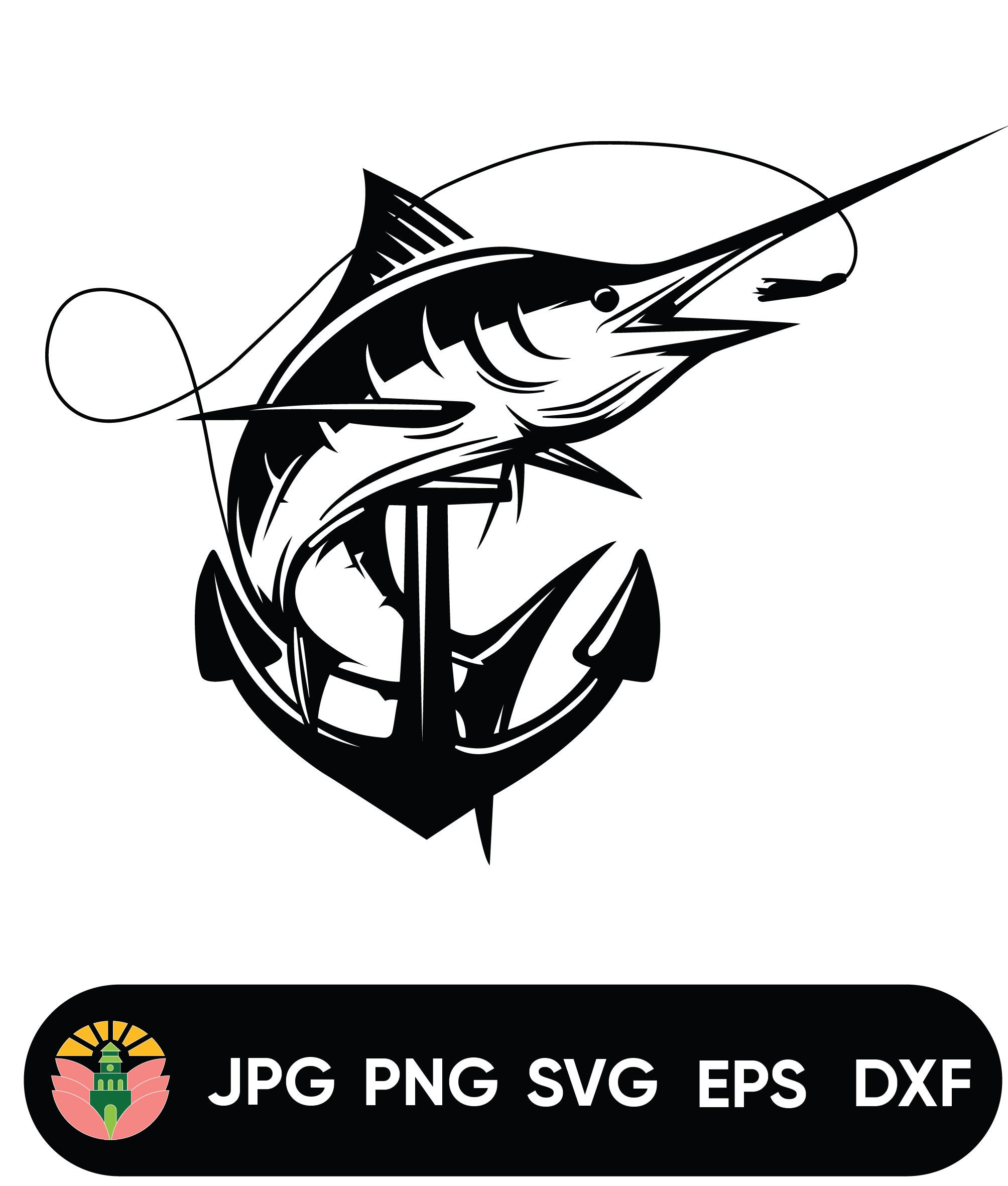 Bass Fishing Monogram SVG: Fish Hook Clipart, Cricut Cut File - Etsy