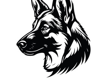 German shepherd Face SVG, Silhouettes Dog Face SVG, Police Dog Png, German Shepherd, K-9 Cricut Silhouette Cut File