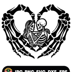 Skull Lovers SVG: Gothic Skeleton Couple Clipart (PNG, SVG)