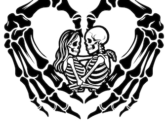 Skull Lovers SVG: Gothic Skeleton Couple Clipart (PNG, SVG)