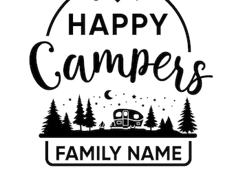 Campistas felices SVG: Diseño de aventura de campamento familiar (Descarga digital)