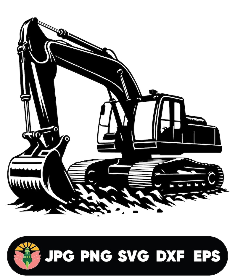 Excavator SVG, Construction Clipart, Heavy Equipment Cut File (png, Svg ...