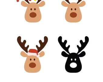 Christmas Reindeer Faces SVG Bundle (Digital Download)