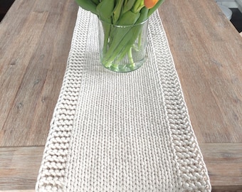 Knit Table Runner Pattern: Braided Cotton Cord – Beginner Friendly Easter Spring Decor (PDF Download)