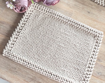 Breipatroon zomerse placemat: eenvoudige tafelmat in linnenlook – modern interieur (pdf-download)