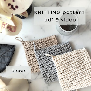 Knitting Potholder Pattern: Beginner Friendly Farmhouse Kitchen Decor (PDF & Video Download)