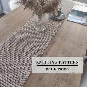 Patrón de camino de mesa tejido a dos agujas - Fácil, ideal para principiantes, decoración de mesa de estilo rústico moderno (PDF)