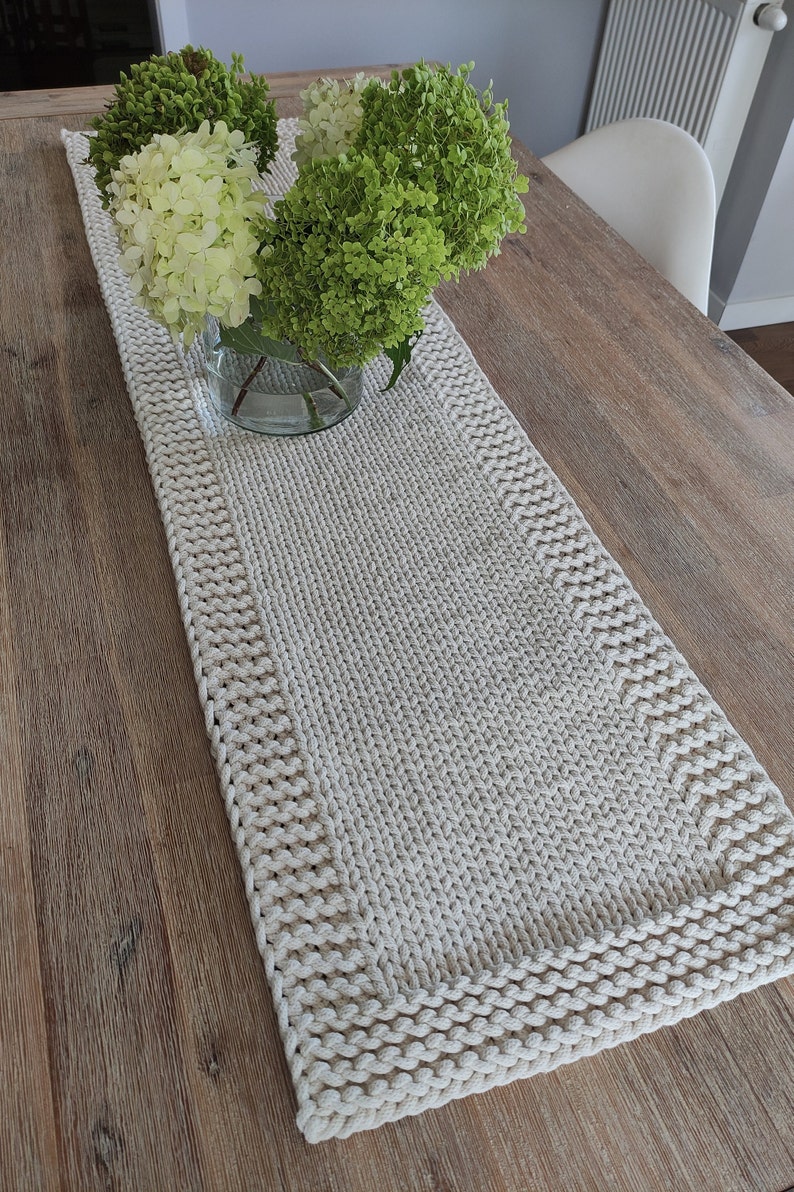 Table runner knitting pattern, Knit table runner pdf, Knitted table runner pattern, Table decor knit pdf, Home decor pattern image 2