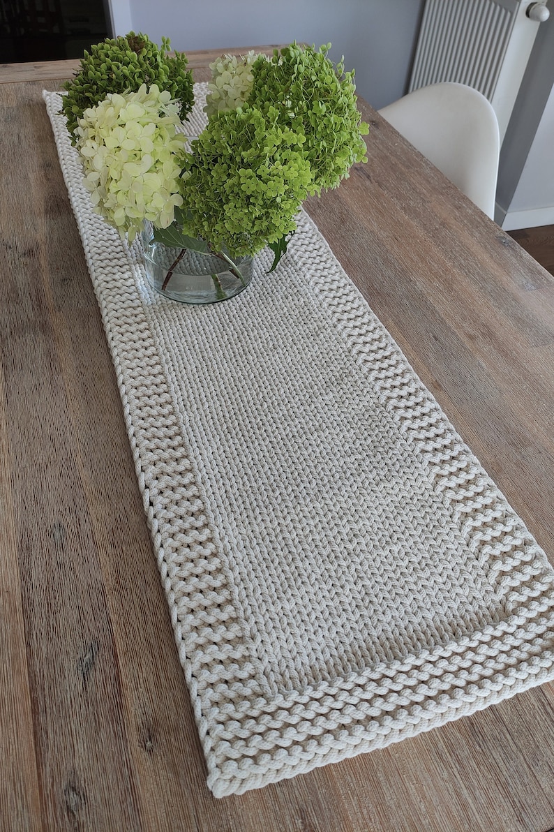 Table runner knitting pattern, Knit table runner pdf, Knitted table runner pattern, Table decor knit pdf, Home decor pattern image 2