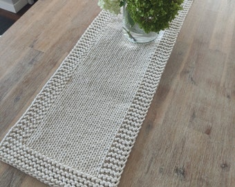 Knitting Table Runner Pattern: Braided Cotton Cord, Easy Beginner Friendly Farmhouse Easter Decor (PDF Instant Download)