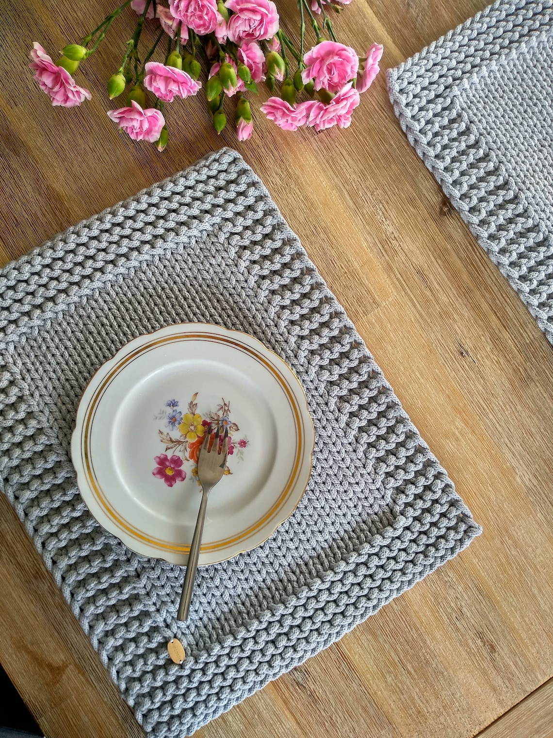 Placemat Knitting Pattern, Cotton Table Mat Pdf, Modern Placemat ...