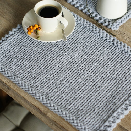 Placemat Knitting Pattern Cotton Table Mat Pdf Modern Etsy