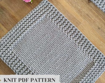 Knitting Placemat Pattern: Braided Cotton Cord, Easy Beginner Table Mat, Housewarming Gift  (PDF Download)