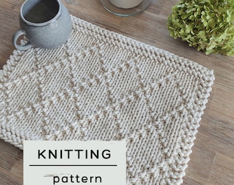 Rectangle Knitted Placemat Pattern: Beginner Friendly Modern Minimalist Table Decor (PDF Download)