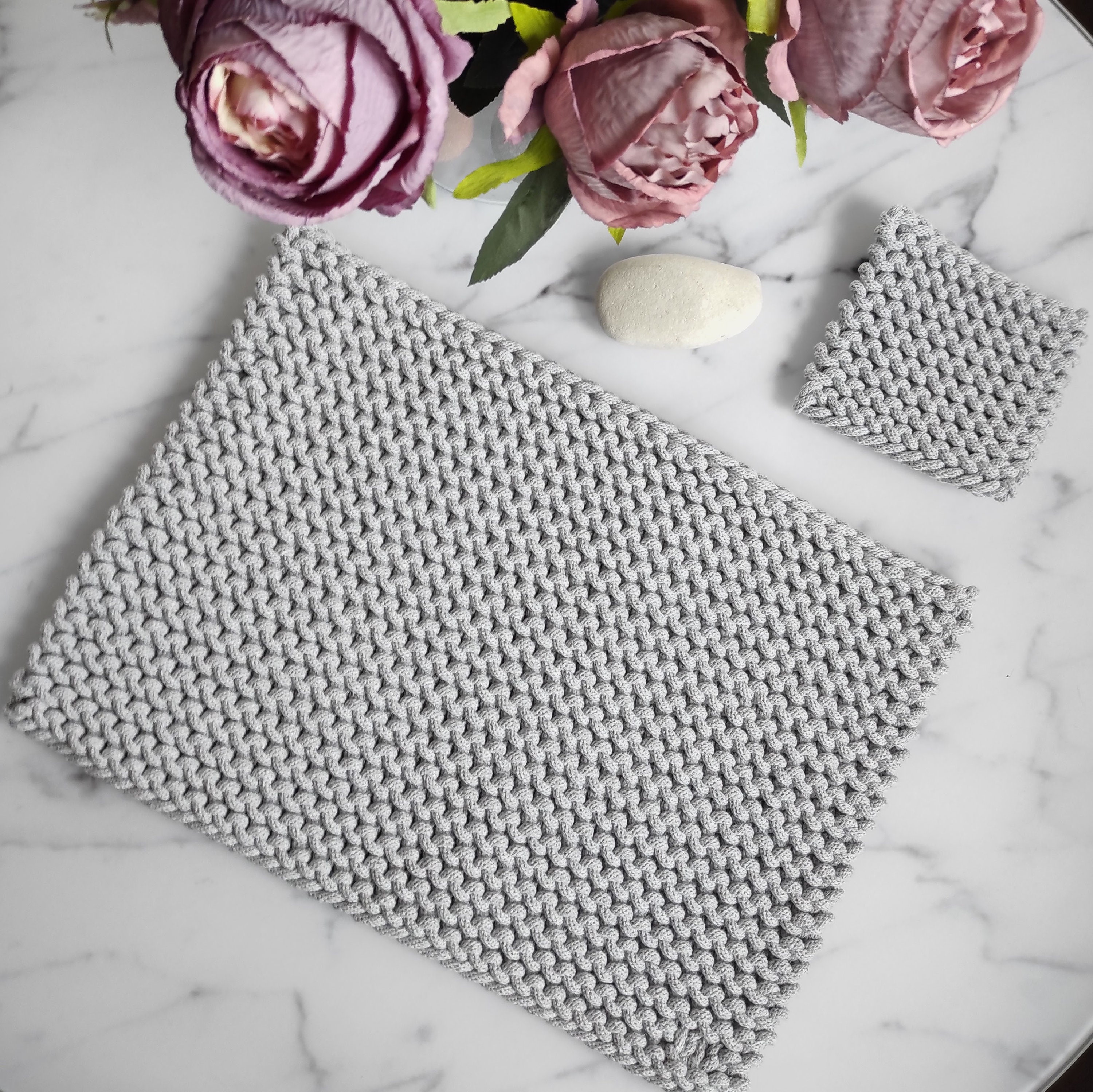 Placemat Knitting Pattern, Cotton Table Mat Pdf, Coaster Pattern