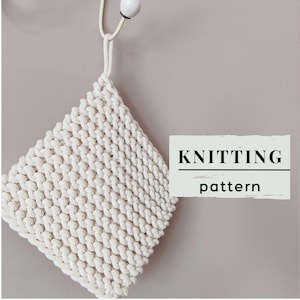 DIY Farmhouse Potholder Knitting Pattern - PDF Pattern for Hot Pads & Trivets