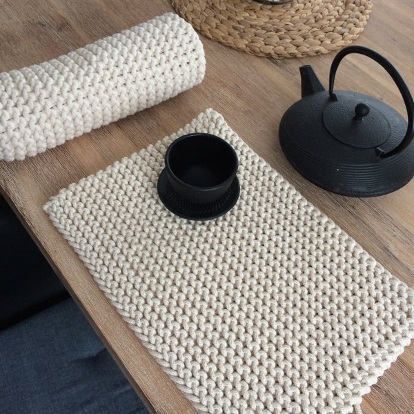 Placemat KNITTING PATTERN, Cotton Table Mat pdf, Modern Placemat Easy Knit