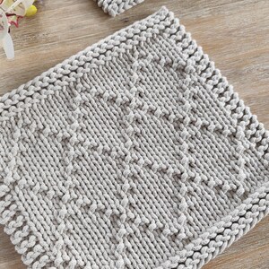 Rectangle Knitted Placemat Pattern: Easter Spring Table Decor - Easy Beginner Cotton Table Mat (PDF Download) image 10