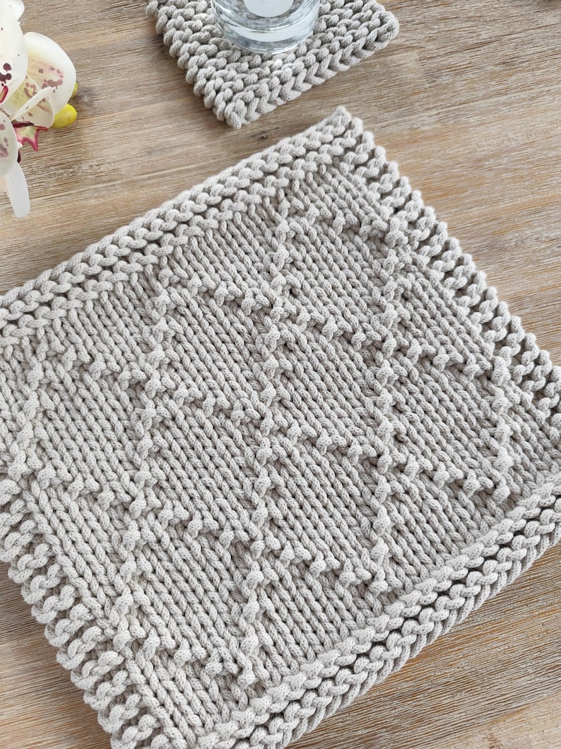 Rectangle Knitted Placemat Pattern: Easter Spring Table Decor - Easy Beginner Cotton Table Mat (PDF Download) image 10
