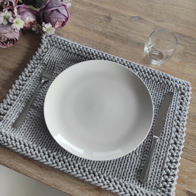 Rectangular Knitted Placemat Pattern: Easy Beginner Farmhouse Table Mat ...