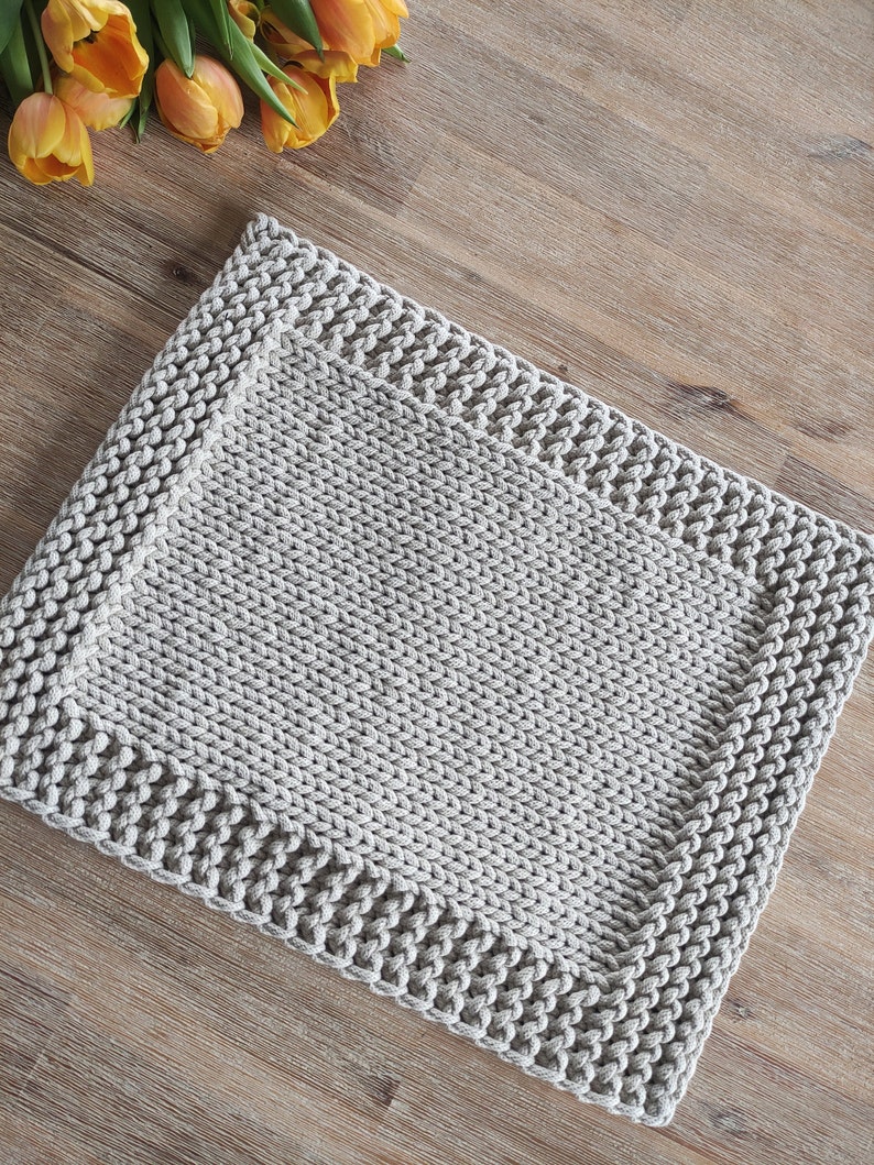 Placemat Knitting Pattern, Cotton Table Mat Pdf, Modern Placemat