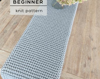 Gebreid tafelloperpatroon: eenvoudig tafeldecor van katoenkoord voor beginners, gezellig modern boerderijhuisdecoratie (pdf-download)
