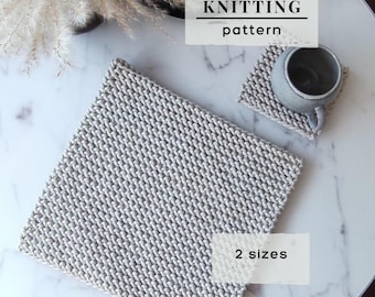 Square Placemat and Coaster Knit Pattern – Easy Beginner Table Mat, Modern Minimalist Decor (PDF Download)