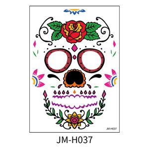 Halloween skull face temporary tattoo