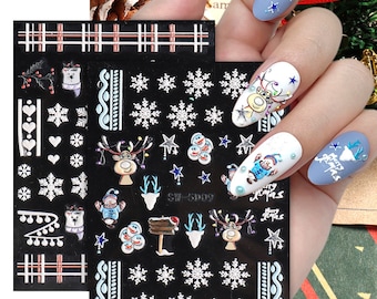 Christmas snowflakes/snowman/ reindeer/5Dembossed nail stickers
