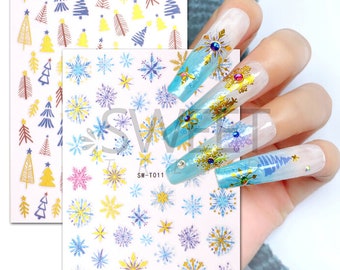 Christmas snowflakes3D nail stickers /4 color gilded Christmas tree