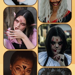 2023 New Halloween face & and big mouth temporary tattoo